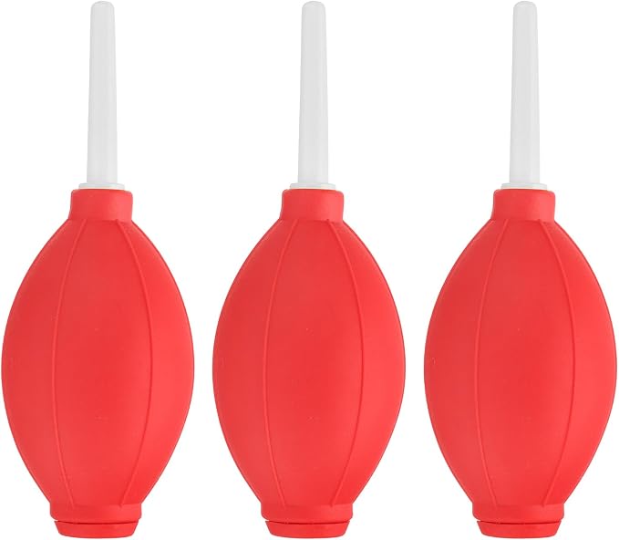 PATIKIL Soft Tip Air Blower Dust Blaster, 3 Pcs Rubber Bulb Air Pump Dust Blower Cleaner Cameras Lens Cleaning Tool with Long Nozzle for Camera Lens Computer Keyboard, Red/White by PATIKIL