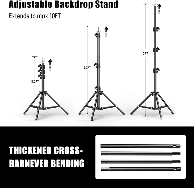 10x20FT Backdrop Support Stand for Photography，Adjustable Width & Length Backdrop Stand Background Support System Kit for Photo Video Studio Shooting, Party, Outdoor, Wedding - Image 4