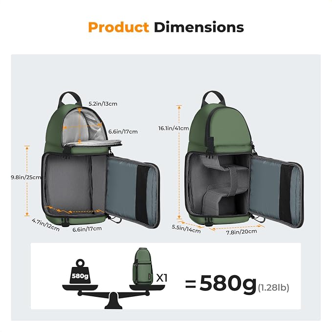 K&F CONCEPT Camera Sling Bag, Compact Crossbody Backpack, 10L | Fits Mirrorless & Small DSLR. Water-Repellent Twill Fabric. 5 Removable Dividers. Adjustable Strap 20.5–39.8 in. BS11 - Image 7