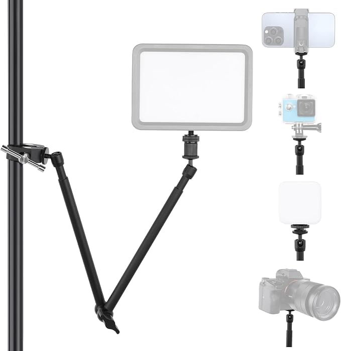 UTEBIT 22 Inch Magic Arm Camera Mount with Super Clamp 1/4" 3/8" Screw Hole | Adjustable Articulating Friction Camera Boom with 360° Ball Heads Arm for Monitor, LED Light, Webcam, Action Camera by UTEBIT