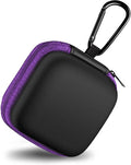 Square Earbud Case Portable EVA Carrying Case Storage Bag Cell Phone Accessories Organizer with Carabiner for Earphone, Earbud, Earpieces, SD Memory Card, Camera Chips, Tech Pouch, Purple by Woyinger
