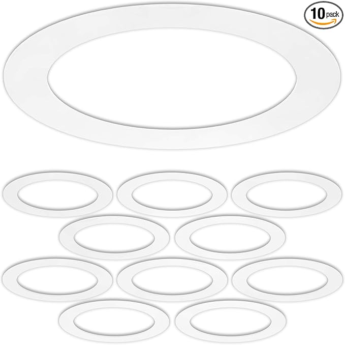 10 Pack Gloss White Goof Trim Ring for 8" Inch Recessed Can Lighting Down Light, Outer Diameter 8.6 Inches, Inner Diameter 6.2 Inches by HARRRRD