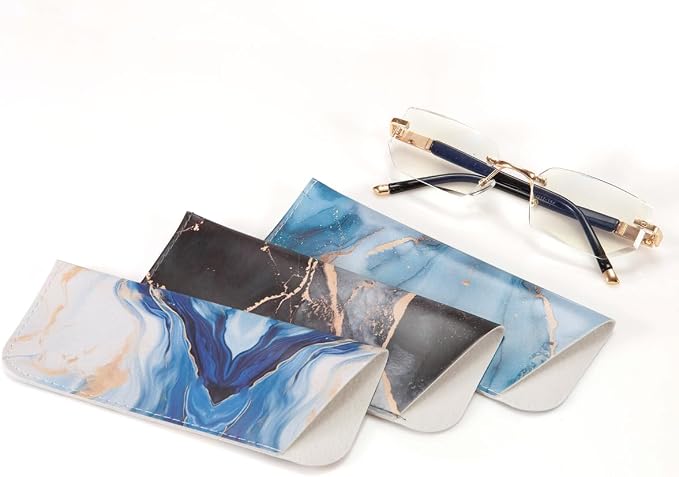 TRIUMPH VISION 3 Pack Reading Glasses Pouch Soft Case Eyeglass Sleeve Slim | Alternative to Bulky Case in bag, Lightweight Lined Padded Protect Optical lens Slip in, Cute Pattern Portable for Daily Use - Image 5