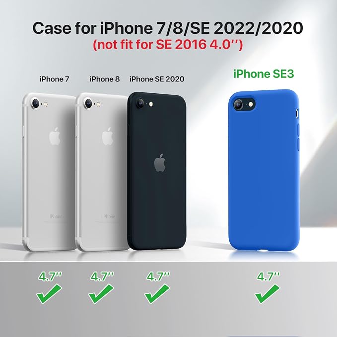 Miracase Silicone for iPhone SE 2022/SE 2020/7/8 Case,Mediterranean Blue | Ultra Slim Cover with Screen Protector, Soft Microfiber Lining, Multi-Color Premium Silicone Shockproof Phone Case - Image 5