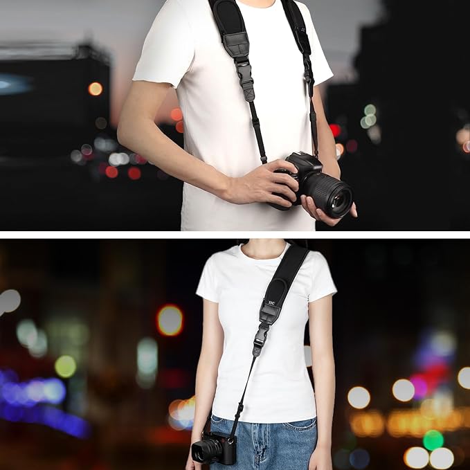 Soft Camera Shoulder Strap Neck Strap for Canon R6 R5 Mark II R7 R8 R50 R10 Nikon Z8 ZF ZFC Z7 Z6 III II Z5 Z50, Mirrorless Camera Strap with 2 Zipped Pockets for Camera Battery SD Memory Card Storage - Image 6