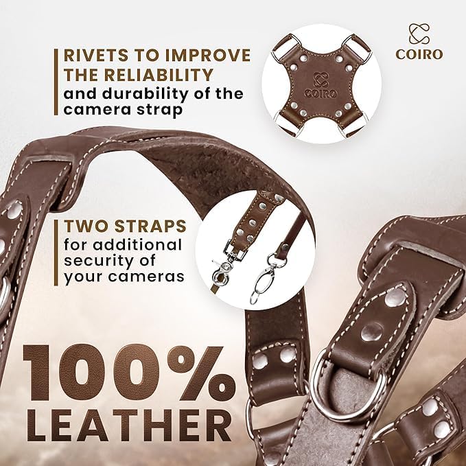 Dual Camera Harness Leather Camera Strap DSLR/SLR, All-Day Comfort - Image 3