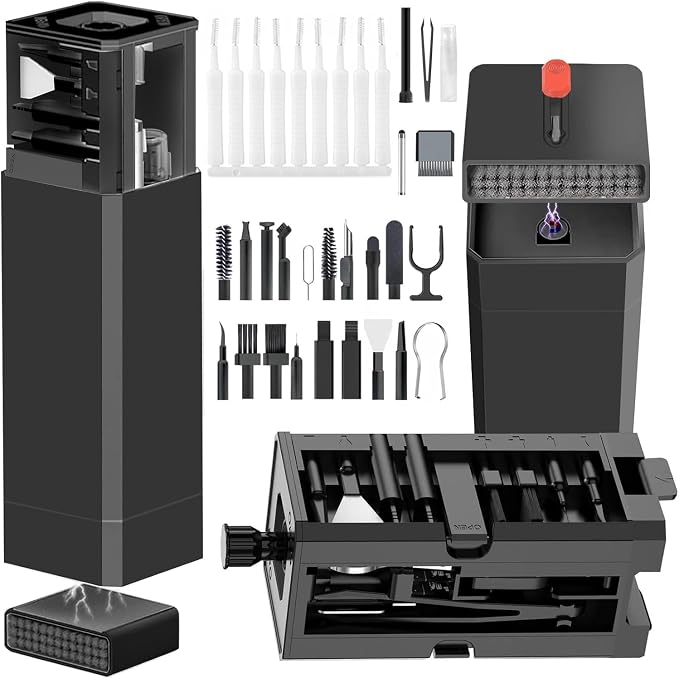 Cell Phone Cleaning Kit, iPhone Cleaning Kit for Charging Port Cleaner Keyboard Cleaning Kit for Airpods/Android/USB C/Earbuds/Laptop/iPad/Camera Lens with Stylus Pen (Black Brush Refill) by GintaXen