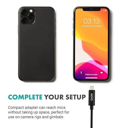 Movo IMA-5 USB-C to 11.8" (30CM) Lightning Microphone Adapter Cable – Connect USB-C Shotgun Mics to iPhone/iPad – Compatible X1, X1-MINI, VXR10-AI, Rode VideoMic NTG, VideoMic GO II - Image 3