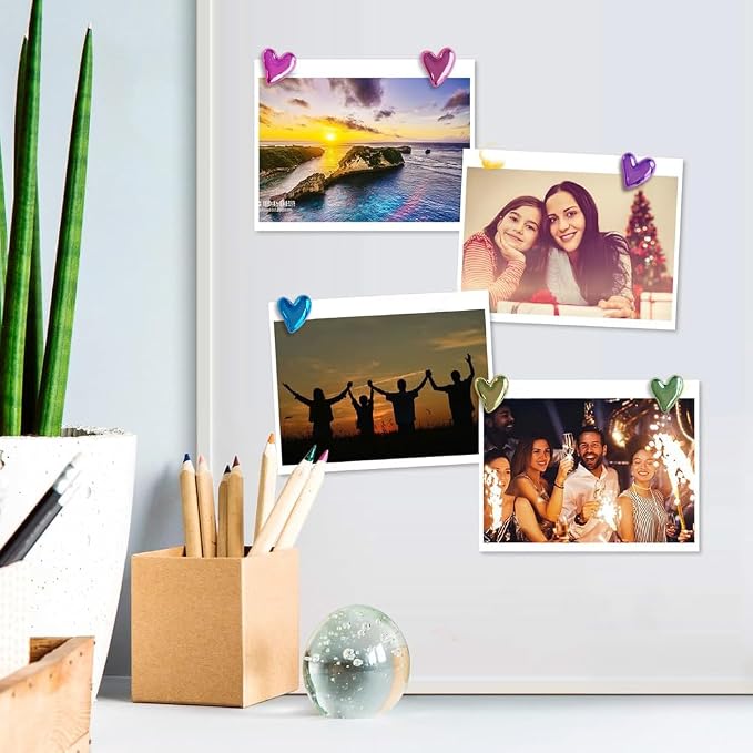 60 Pcs of Cute Soft Wooden Board thumbtack with Golden Hearts can be Used for Photo Walls, memos, whiteboards, and Decorative thumbtack (Mixed Color) - Image 7