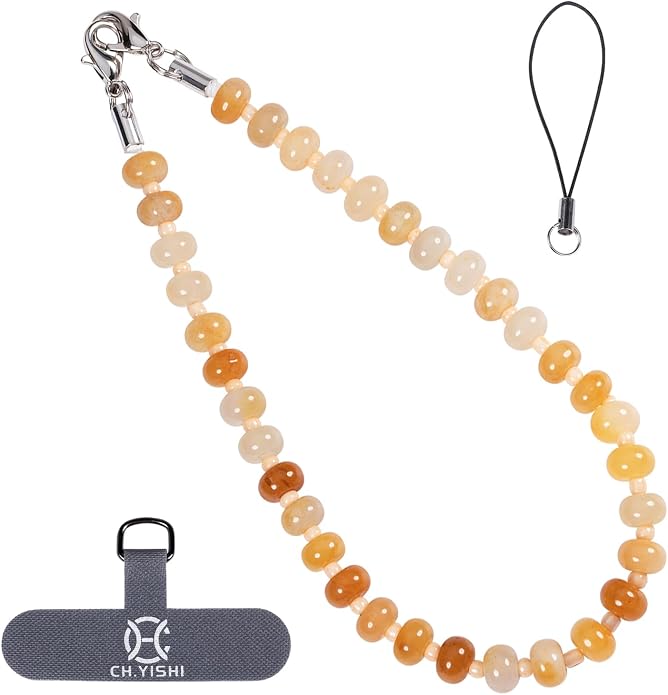 CH.yishi Crystal Beaded Phone Charm Wrist Strap Camera Lanyard | Handmade Cell Phone Chain,with Tether Tab,Keychain Bag Wallet Natural Stone Charm,Headphone Gemstone Decor,Camera Wrist Strap by CHyishi