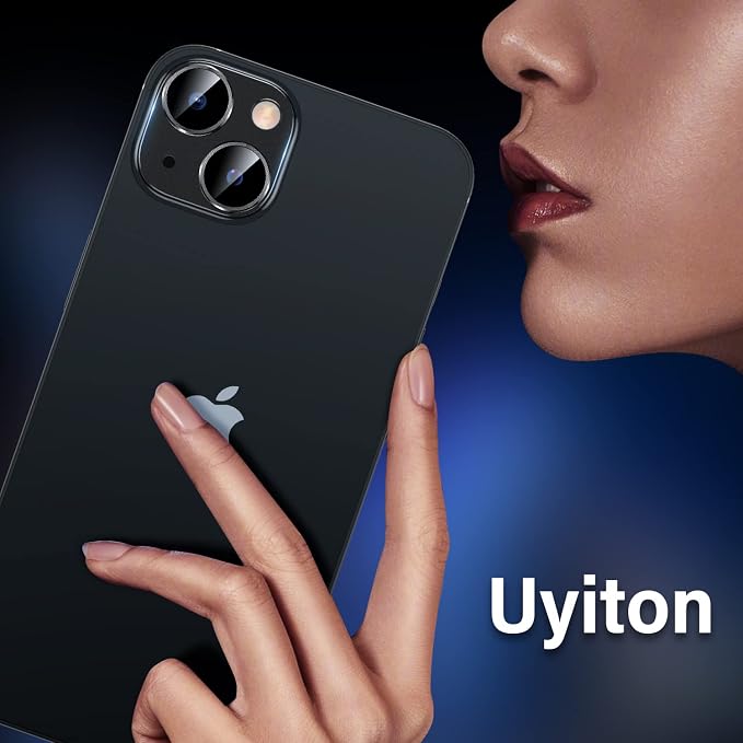 Uyiton for iPhone 14 /iPhone 14 Plus Camera Lens Protector | Not Easy to Break, Strong Adsorption, Case-Friendly, Metal 9H Sapphire Glass Rear Camera Screen Cover, Black - Image 7
