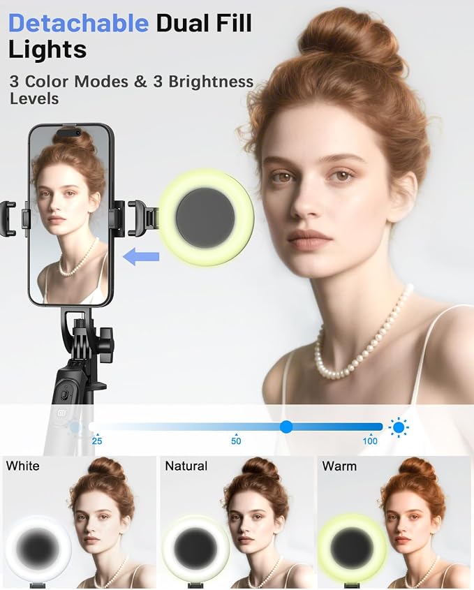 Vlogging Kit for iPhone/Android, 71" Selfie Stick Tripod for iPhone with Fill Light, Wireless Mic & Remote, Adjustable Aluminum Phone Tripod for TikTok/YouTube Content Creator Essentials Starter Kit‌ - Image 3