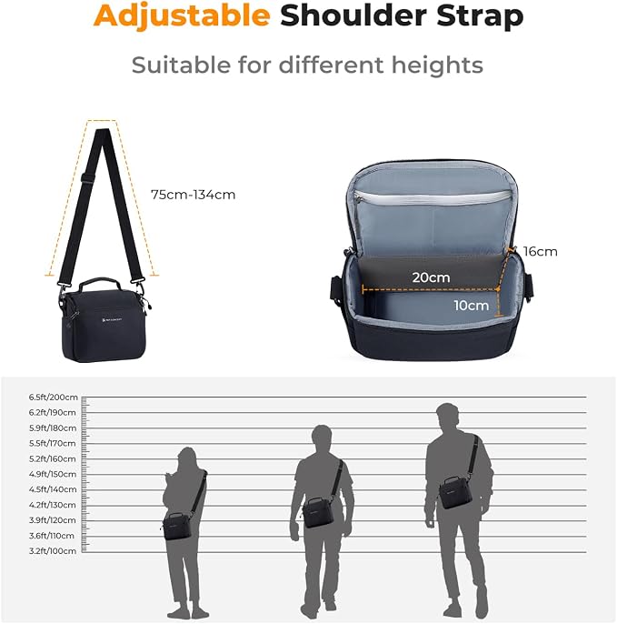 K&F CONCEPT Camera Sling Bag Small Crossbody Case | For DSLR/SLR Camera, Cute & Compact, Shoulder Photography Bags, Compatible for Canon/Nikon/Sony, BS09 - Image 6