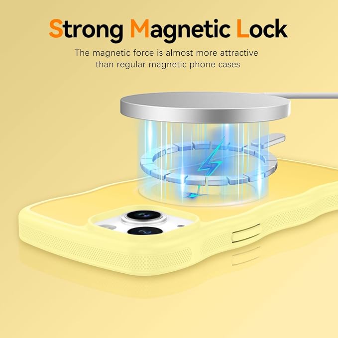 BENTOBEN Magnetic for iPhone 15 Plus/14 Plus Case,Cute Wavy Frame [Compatible with MagSafe] Translucent Matte Women Girls Boys Men Cute Shockproof Protective Cover for iPhone 14 Plus/15 Plus,Yellow - Image 3