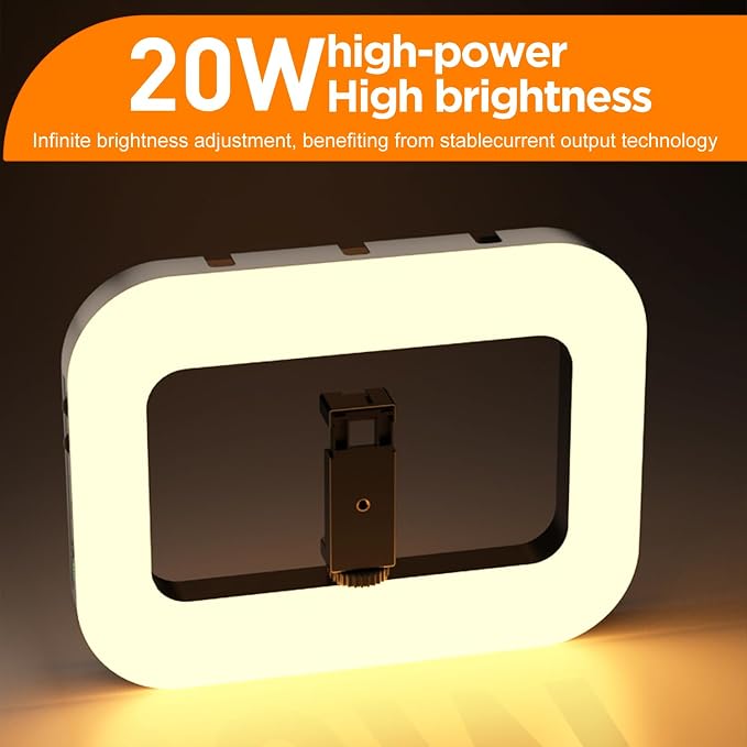 20W Ring Video Light with 8000mAh Built‑in Battery & 80inch Tripod 3H Max Brightness Portable Handheld Phone Fill Light Expandable for Mic & Camera Kit Easy Shooting for Vlogging Selfie Live Stream - Image 2