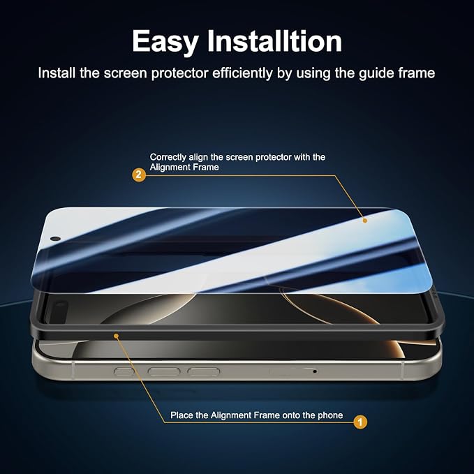 NEW'C 3x Privacy for iPhone 16 Pro Max Screen Protector (6.9 inches)+ 3x Camera Lens Protector, Sensor Protection, Case Friendly Tempered Glass Film + Dust Plug - Easy installation tool included - Image 3
