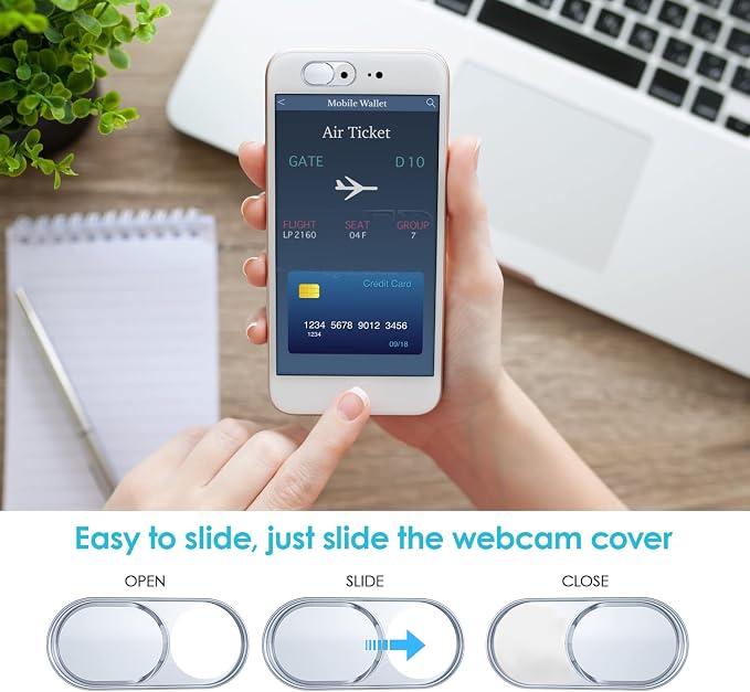 Webcam Cover, Camera Privacy Covers, 0.027 Inch Ultra Thin Camera Cover Slide Laptop Accessories for Laptop, PC, Tablet, iPhone, iPad, Mac, Protect Your Visual Privacy and Security (Silver-3 Pack) - Image 5