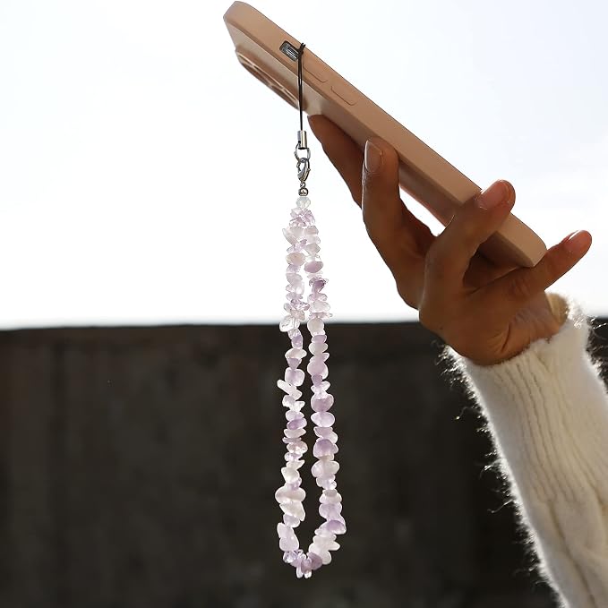 Phone Charms Chain Phone Strap CellPhone Lanyard Wrist Strap Natural Gem Stone Charms for Women Girls(1) - Image 3