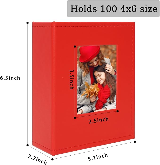 Small Photo Album 4x6 100 Pockets Leather Cover Picture Book Holds 4x6 Photos for Wedding, Baby, Family, Graduation - Image 4