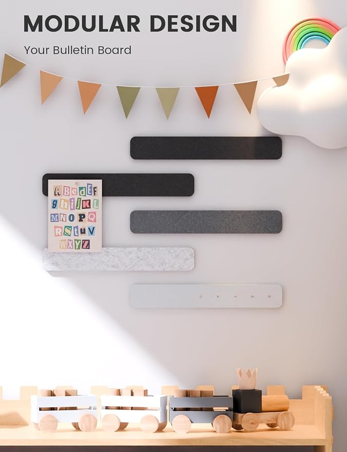 Fluxynara 13" x 2" Felt Wall Panels, Concrete Echo | 5-Pack Includes 35 Push Pins and Adhesive Tabs for Photos, Notes and Decor in Bedroom Doors, Home Office or Studios - Image 5