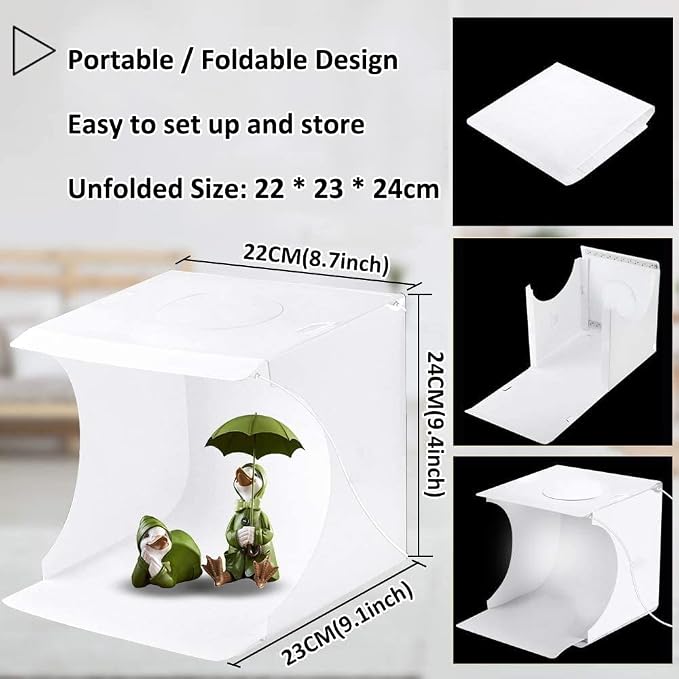 DUCLUS Mini Photo Studio Light Box,Portable Folding Photography Light Tent kit with 40pcs LED Light + 6 Kinds Color Backgrounds for Small Size Products - Image 5