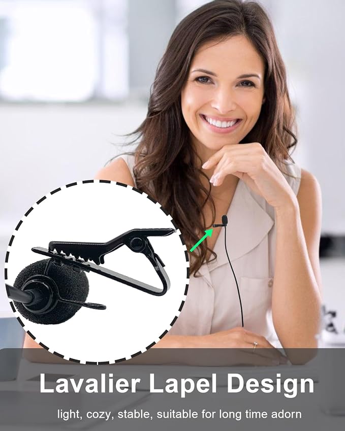 Mini Lavalier Microphone 3.5mm TRS Plug for DJI Mic 2,1.5m/4.92ft | Clip On Wired Condenser Lapel Mic, 90 Degrees L-Shaped Plug, for Rode Wireless Go II, for Vlog Streaming Interview - Image 4