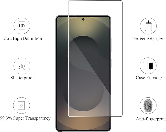 Ailun Screen Protector + Camera Lens Protector for Galaxy S25 Ultra,3+3Pack | 6.9 Inch, Tempered Glass, Fingerprint Unlock, 0.25mm, Ultra Clear, Anti-Scratch, Case Friendly - Image 2