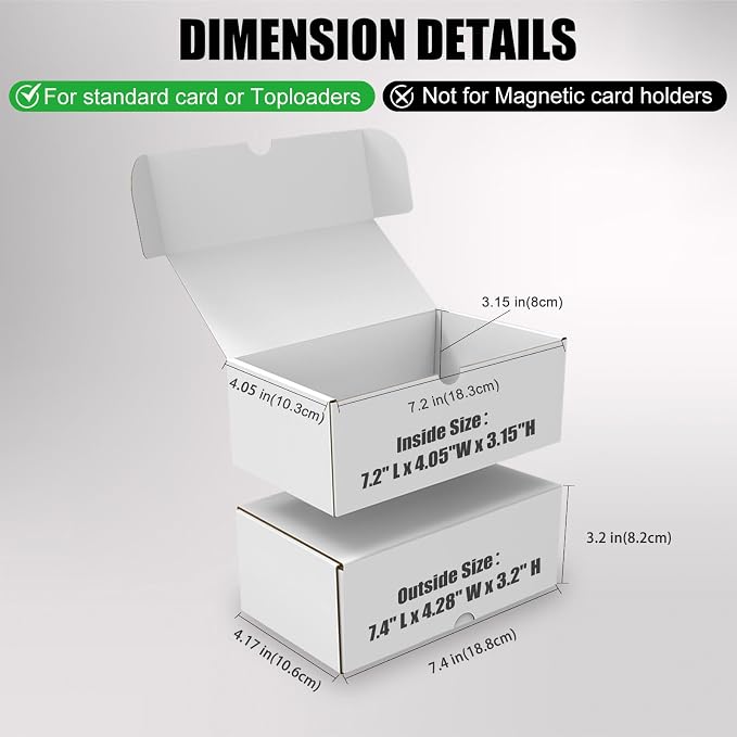 Trading Card Storage Box, 10-Pack 600 Count White Corrugated Cardboard Box | Toploader Trading Card Storage Box, Top Loaders Storage Box for TCG/Magic/Mtg Basketball Card, Collectible Trading Cards - Image 2