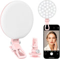 Anautin 60 LED Ring Light, Rechargeable Selfie With Front & Back Clip, 2500-6500K Portable Phone, Adjustable 3 Modes for iPhone, iPad, Tablet, Laptop, CRI97+, 90 Grams (Pink) by Anautin
