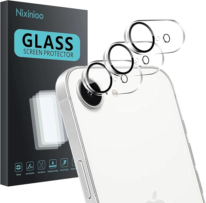 3 Pack Camera Lens Protector for iPhone 16e / iPhone 17e | Tempered Glass,Anti-Fingerprint,9H Hardness,Scratch Resistant,Easy to Install,Bubble Free,HD Clarity by Unknown