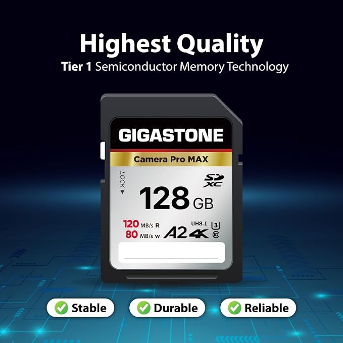【5-Years Data Recovery】GIGASTONE 128GB SD Card 2-Pack 4K Camera Pro MAX, UHS-I A2 4K SDXC Memory Card High Speed 4K UHD Video Speed up to 160MB/s Compatible with Kodak Digital Camera with 2 Mini cases - Image 6