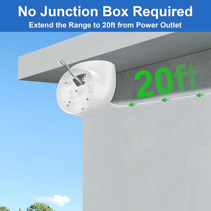 Eave Mount with Power Cable for Ring Floodlight Cam Wired Plus/Pro, Ring Floodlight Cam Pro (2nd Gen) and Blink/Google Nest/Wyze/Roku Floodlight Camera Mounting Bracket with 20ft Charging Cable - Image 5
