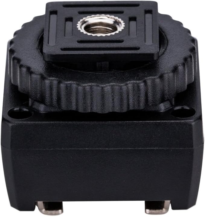 JJC Standard Hot Shoe Adapter with PC Sync Connection Port & 3.5mm Port | for Connecting Cameras to Additional Off-Camera Flash, Studio Ligh, Cold Shoe Foot and 1/4"-20 Tripod Hole on the Bottom - Image 2