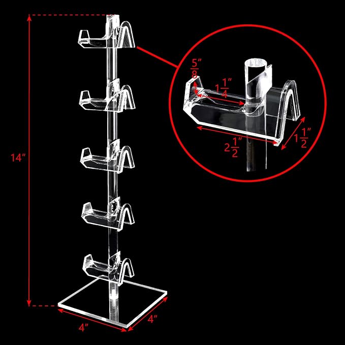 MOOCA 2-Piece Acrylic Eyewear Display Stand, Holds 10 Frames | Eyewear rack with oversized supports displays large sunglasses and eyeglasses for show,store,home and easy assemble.' - Image 2