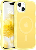 BENTOBEN Magnetic for iPhone 15 Plus/14 Plus Case,Cute Wavy Frame [Compatible with MagSafe] Translucent Matte Women Girls Boys Men Cute Shockproof Protective Cover for iPhone 14 Plus/15 Plus,Yellow by BENTOBEN