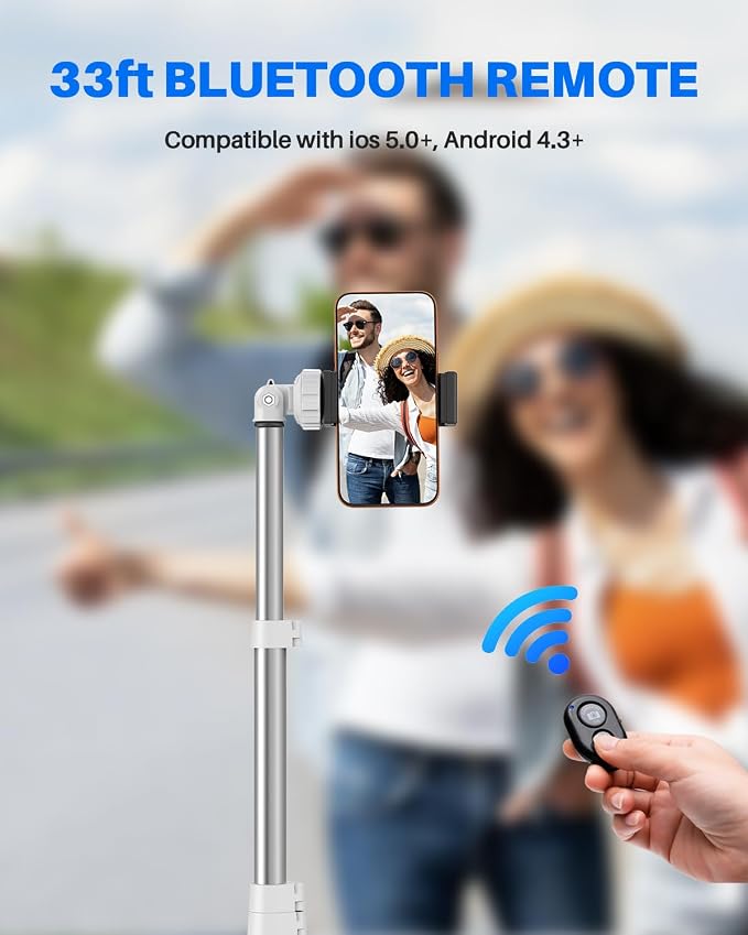 67" Phone Tripod, MIIASI Extendable Tripod for iPhone, Selfie Stick with Remote and Phone Holder, Compatible with iPhone/Android/Camera, Light Stand - Image 6