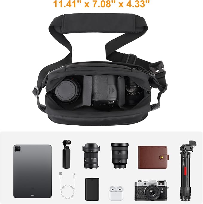 MOSISO Camera Bag Camera Photographers Bag, Shoulder Photography Bag, Black | DSLR/SLR/Mirrorless Waterproof Padded Camera Case with Flap Pocket Compatible with Canon/Nikon/Sony/Fuji, Black - Image 2
