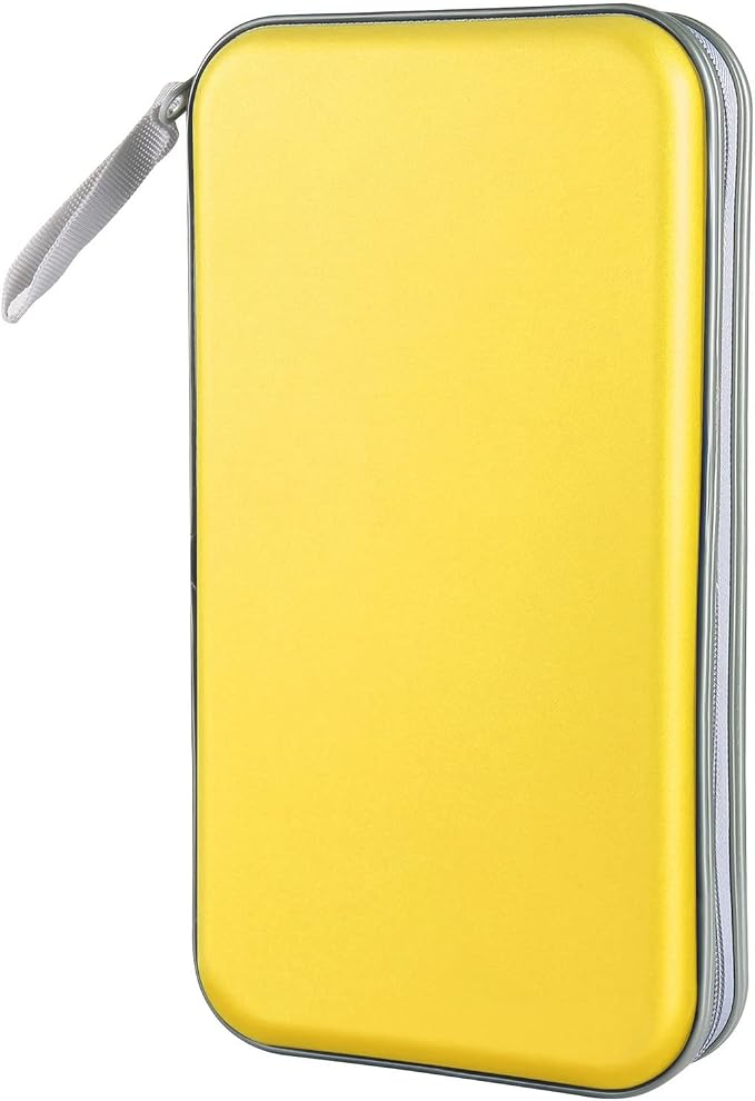 Siveit CD DVD Cases 96 Capacity Disc Storage Binder for Car(Yellow) | Hard Plastic CD DVD Disc Cases Storage Binder Wallet for Car Home Office Travel by Siveit