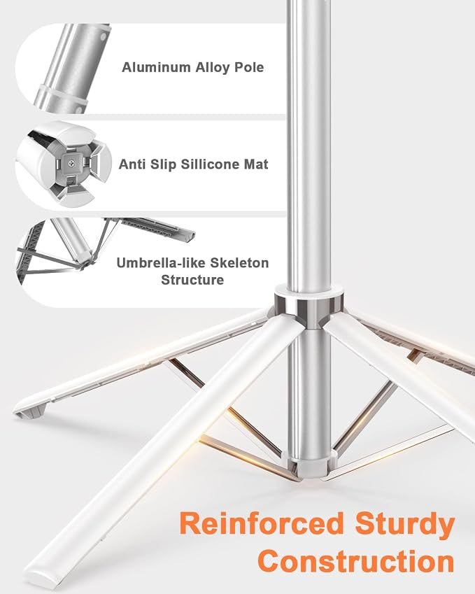 Yeaki 71” Auto Face Tracking Tripod for iPhone with Light,360° Rotating Phone Stand with Rechargeable Remote Control for TikTok Vlog, Phone Tripod for Android Camera/GoPro/Ring Light (White) - Image 5