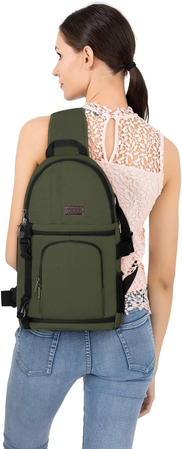 MOSISO Camera Sling Bag, DSLR/SLR/Mirrorless Camera Case Camera Backpack | Shockproof Photography Bag with Tripod Holder&Removable Modular Inserts Compatible with Canon/Nikon/Sony/Fuji, Army Green - Image 6