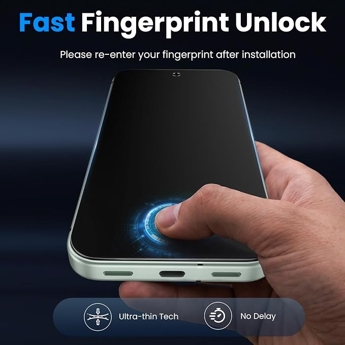 for Google Pixel 11 Pro Privacy Screen Protector Tempered Glass | Camera Lens Protector, Support Fingerprint Unlock, Anti Spy Film, Fit Lens Cutouts, Case Friendly, Easy Install, 2+2 Pack - Image 3