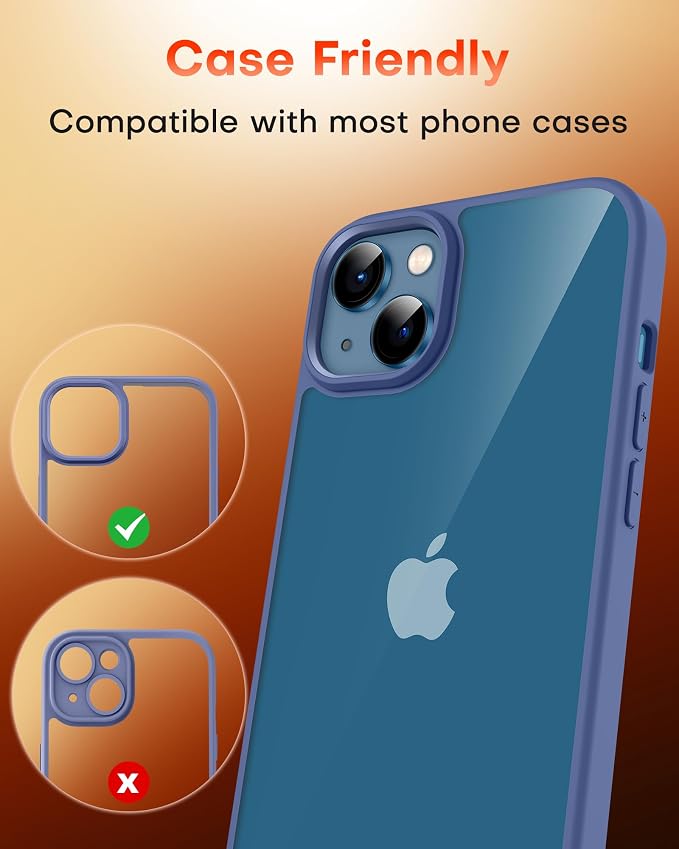 TOCOL Camera Lens Protector for iPhone 13 / iPhone 13 Mini Tempered Glass HD Individual Scratch Resistant Camera Cover Accessories Case Friendly 2 Pack（Dark Blue） - Image 7