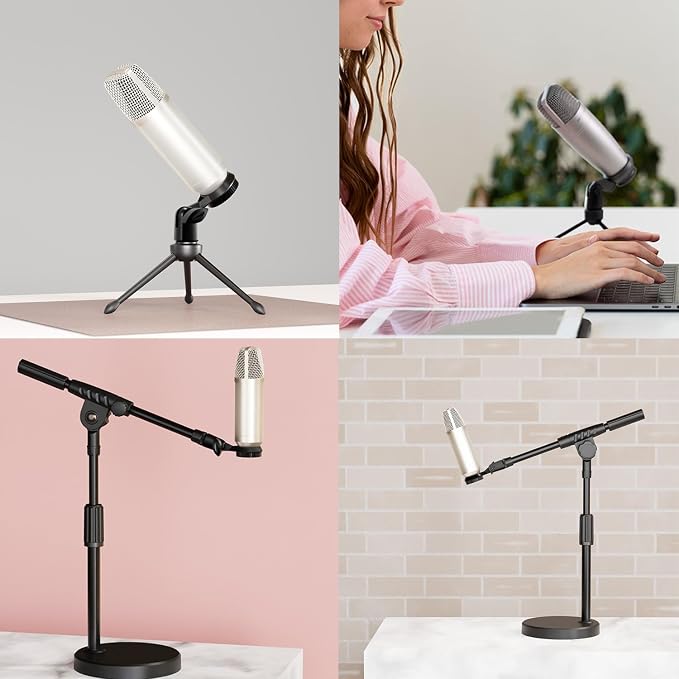 Condenser Microphone Holder Standard Interface Thread Compatible with Stand Devices With 3/8 Conversion Nut Short Video Mic Clip Ferrule For 0.9-inch Portable Shockproof Microphone Stands - Image 6