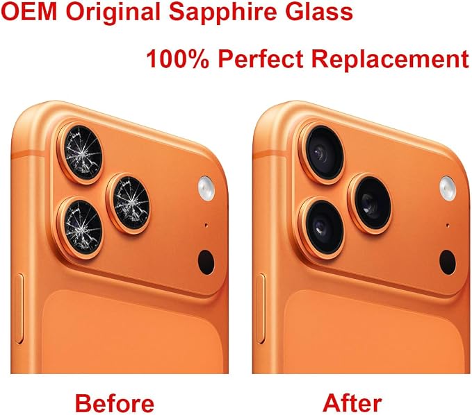 2 Sets OEM Back Rear Camera Lens Glass Replacement Compatible with iPhone 17 Pro and iPhone 17 Pro Max with pre-Installed Adhesive and Reparing Toolkit - Image 5