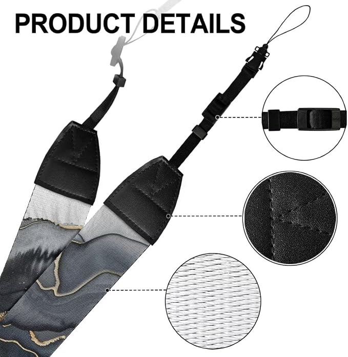 Coldinair Black Adjustable Camera Strap Universal Neck & Shoulder Soft Padded Strap for All DSLR Cameras,Binoculars - Image 7