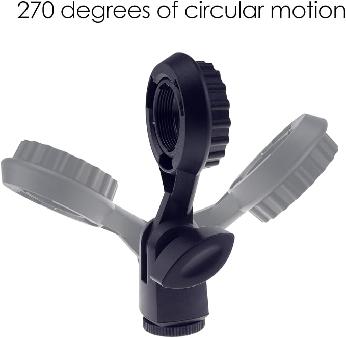 Short Video Mic Clip, 270° Rotatable Microphone Holder with 3/8" Conversion Nut, Shockproof Stand Adapter for 0.9-inch (22mm) Condenser Mics, Compatible with Most Stands & Boom Arms - Image 2