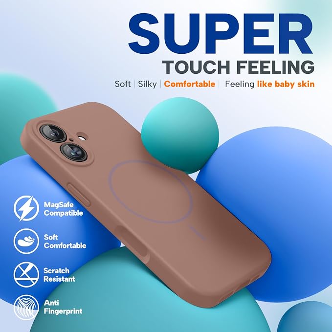 Miracase Silicone & Magnetic for iPhone 17 Case, Chocolate | Compatible with MagSafe, Silicone Camera Control Cover, Soft Microfiber Lining, Shockproof Drop Protection Phone Case for 17 - Image 5