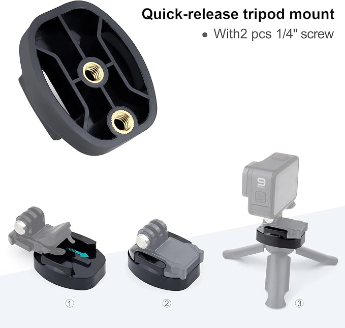 Quick Release Tripod Mount Adapter for GoPro Action Camera | Cold Shoe Mount Adapter with 1/4''-20 Screw Hole for GoPro Mission Hero 13 12 11 10 9 8 7 6 5 4 DJI Osmo Nano Action 6 5 4 - Image 4