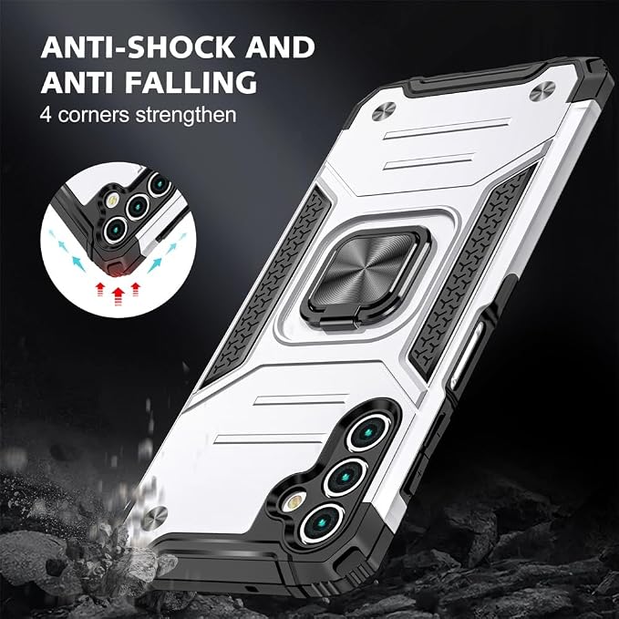 HNHYGETE for Samsung A13 5G Case, Galaxy A13 5G Case with Screen Protector, 360°Military Grade Rotatable Kickstand (Heavy Duty) Protective Cases for Samsung Galaxy A13 5G (Silver) - Image 2