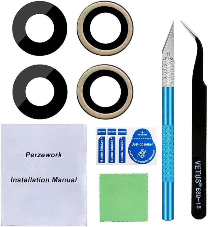 2 Pcs Back Rear Camera Lens Glass Replacement for iPhone XR 6.1 inches with pre-Installed Adhesive and Reparing Toolkit by Perzework